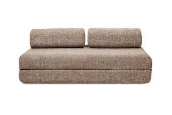 Canapé droit convertible 3 places - Tissu tweed - Marron
