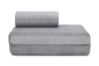 Canapé droit convertible et modulable 2 places - Velours côtelé - Gris clair