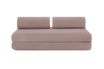 Canapé droit convertible 3 places - Tissu lisse - Rose