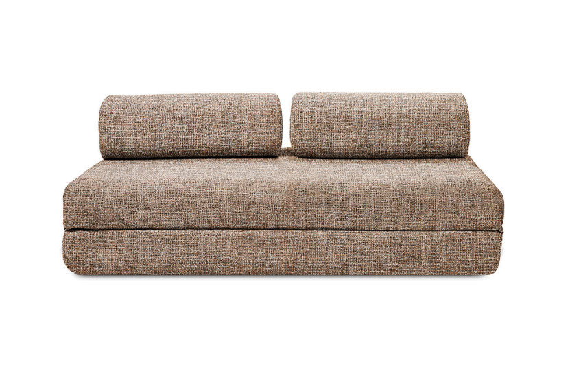 Canapé d'angle convertible 6 places - Tissu tweed - Marron