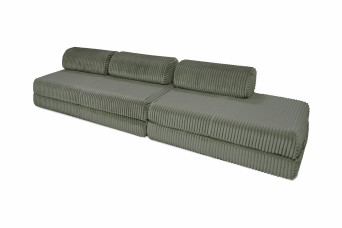 Canapé droit convertible 5 places - Velours côtelé XL - Vert
