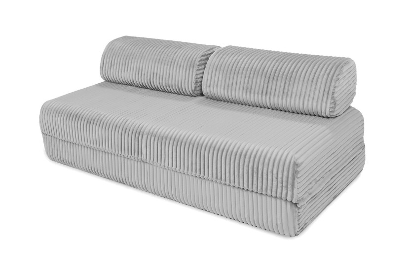 Canapé d'angle convertible 4 places - Velours côtelé XL - Gris clair