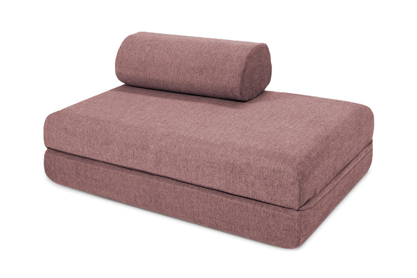 Canapé d'angle convertible 5 places - Tissu lisse - Terracotta