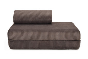 Canapé droit convertible et modulable 2 places - Velours côtelé - Marron