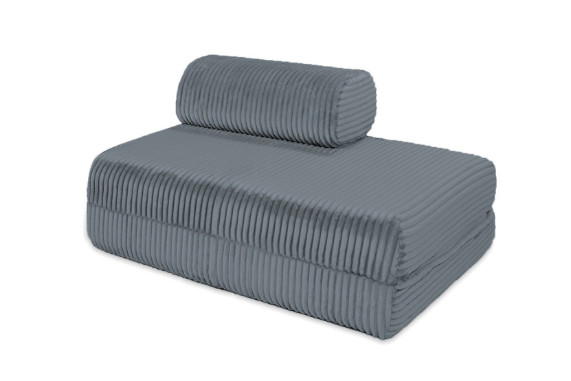 Canapé droit convertible et modulable 2 places - Velours côtelé XL - Gris