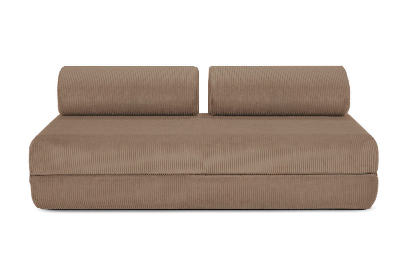 Canapé d'angle convertible 4 places - Velours côtelé - Taupe
