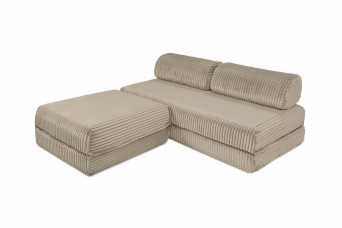 Canapé d'angle convertible 4 places - Velours côtelé XL - Taupe