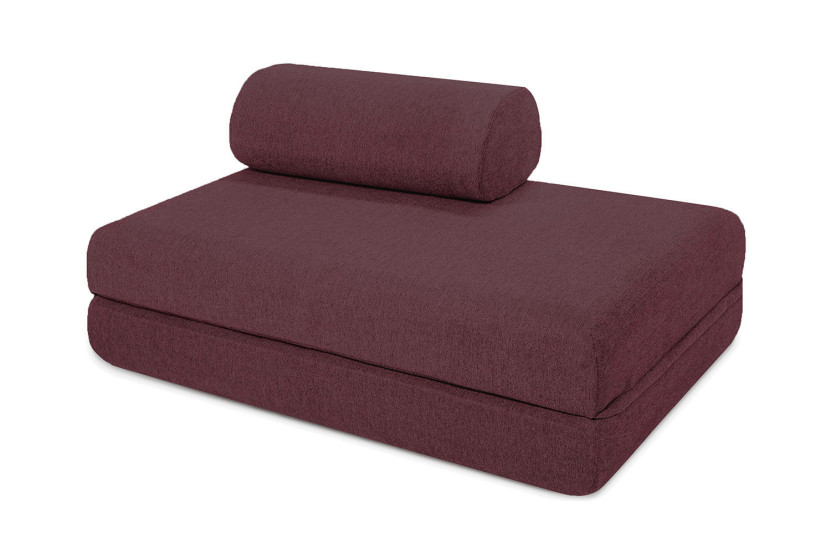 Canapé droit convertible et modulable 2 places - Tissu lisse - Rouge