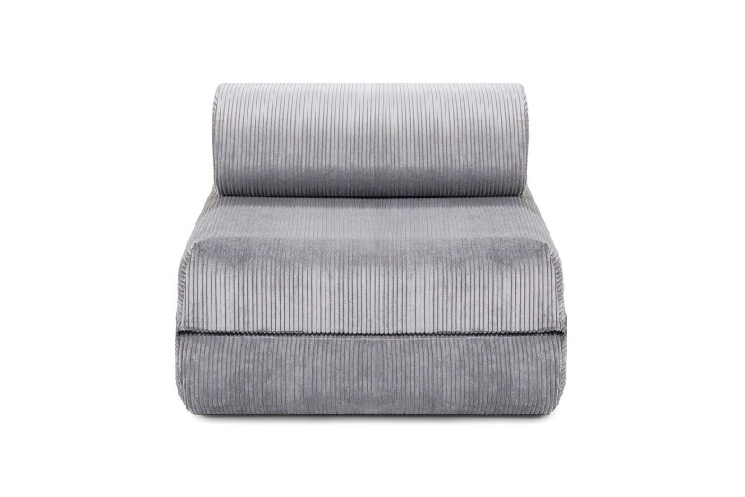 Fauteuil convertible et modulable - Velours côtelé - Gris clair