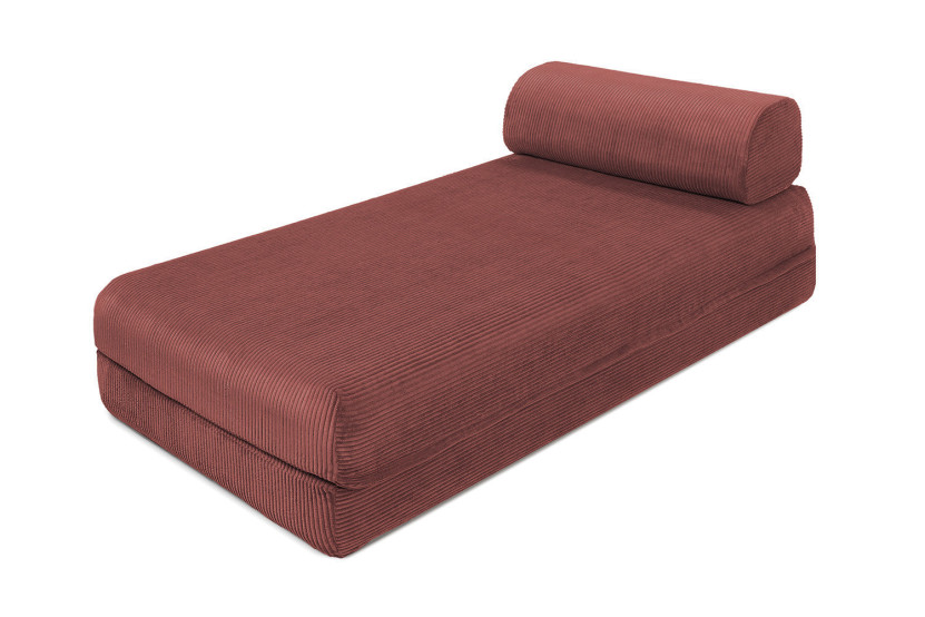 Méridienne convertible et modulable - Velours côtelé - Rouge