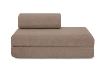 Canapé droit convertible et modulable 2 places - Tissu lisse - Marron