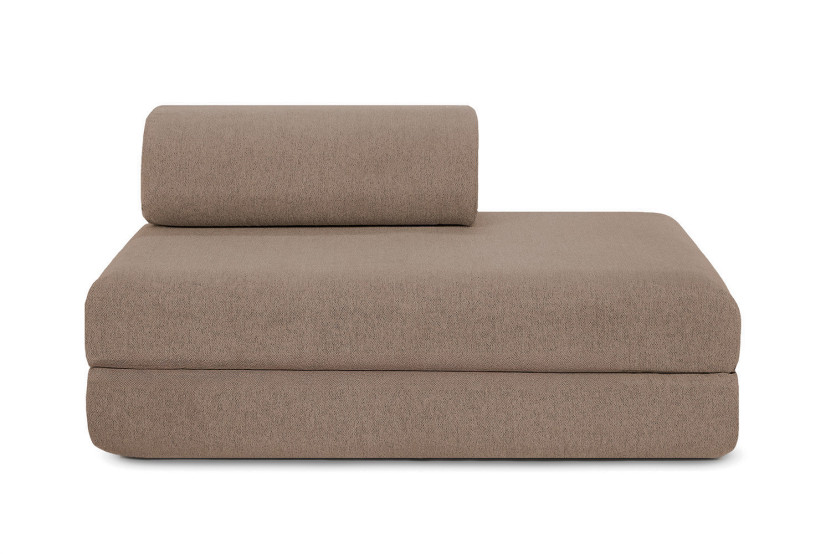 Canapé droit convertible et modulable 2 places - Tissu lisse - Marron