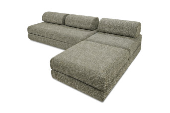 Canapé d'angle convertible 6 places - Tissu tweed - Vert