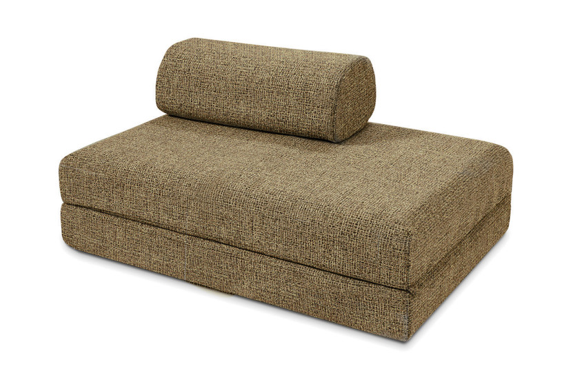 Canapé droit convertible et modulable 2 places - Tissu tweed - Jaune