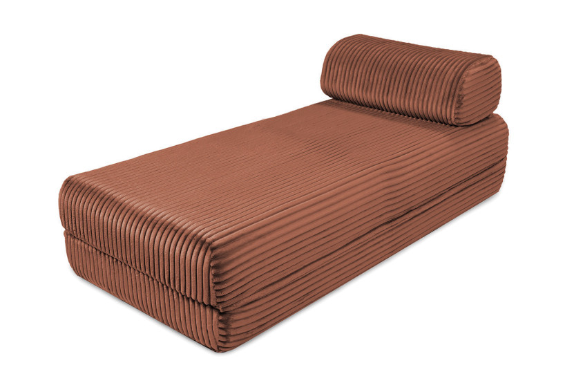 Canapé d'angle convertible 5 places - Velours côtelé XL - Terracotta
