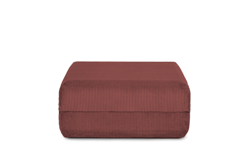 Pouf convertible et modulable - Velours côtelé - Rouge