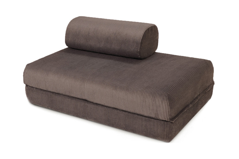Canapé droit convertible et modulable 2 places - Velours côtelé - Marron
