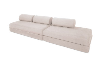 Canapé droit convertible 5 places - Tissu imperméable - Beige clair