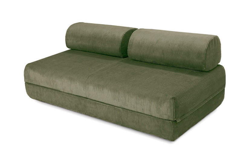 Housse Canapé droit convertible - 3 places - Tissu velours côtelé vert