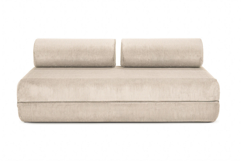 Canapé d'angle convertible 6 places - Velours côtelé - Beige