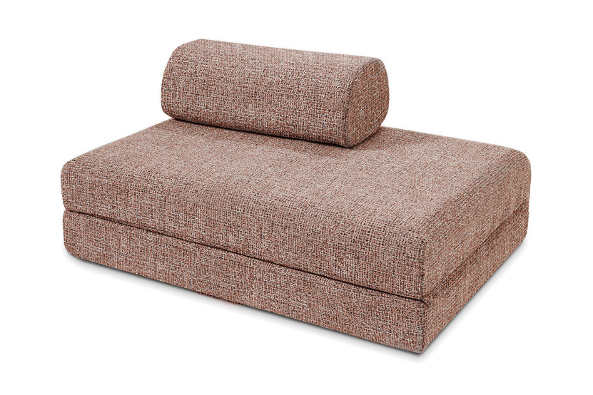 Canapé d'angle convertible 5 places - Tissu tweed - Rouge