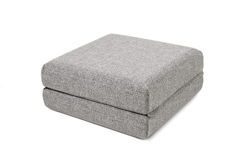 Pouf convertible et modulable - Tissu tweed - Gris