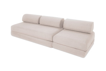 Canapé droit convertible 4 places - Tissu imperméable - Beige clair