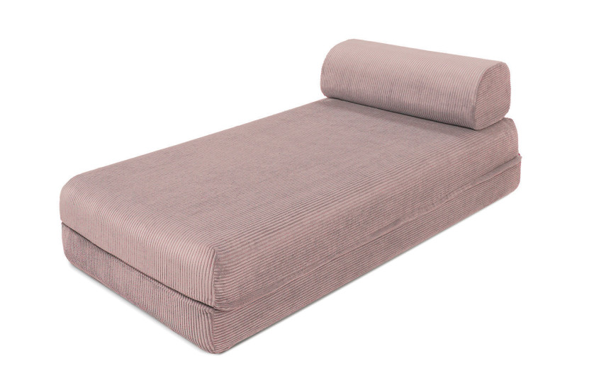 Méridienne convertible et modulable - Velours côtelé - Rose pâle