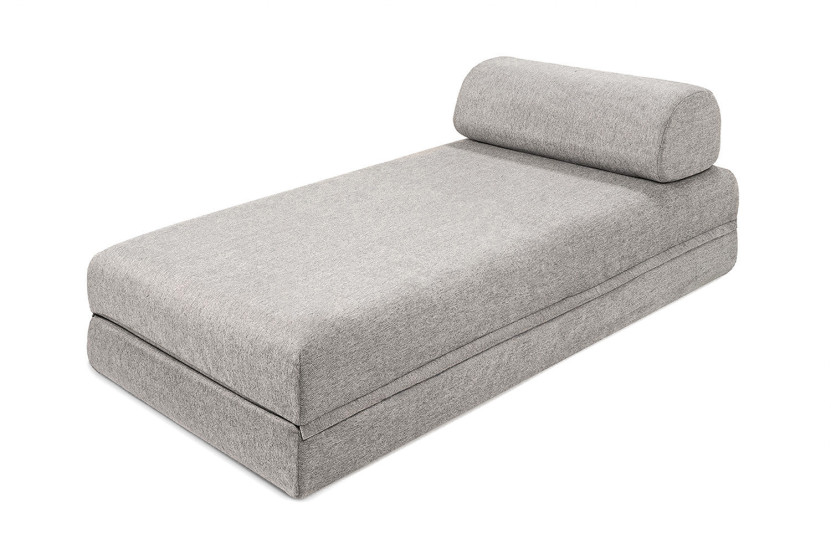 Méridienne convertible et modulable - Tissu lisse - Gris clair