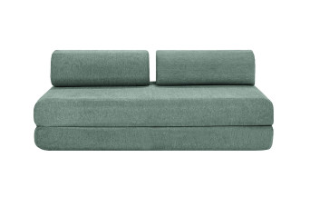 Canapé droit convertible 3 places - Tissu lisse - Vert