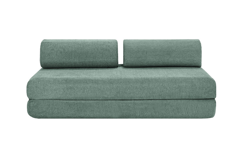 Canapé droit convertible 3 places - Tissu lisse - Vert