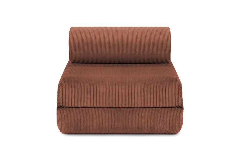 Fauteuil convertible et modulable - Velours côtelé - Terracotta