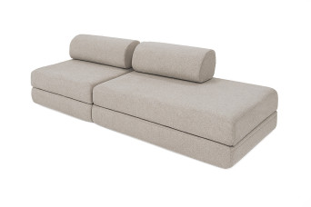 Canapé droit convertible 3 places - Tissu imperméable - Beige clair