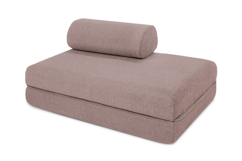 Canapé droit convertible 5 places - Tissu lisse - Rose