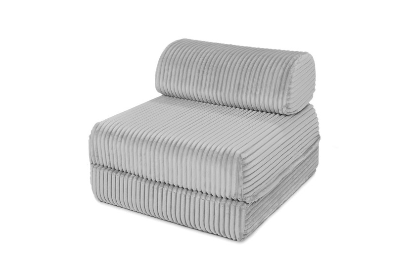 Fauteuil convertible et modulable - Velours côtelé XL - Gris clair