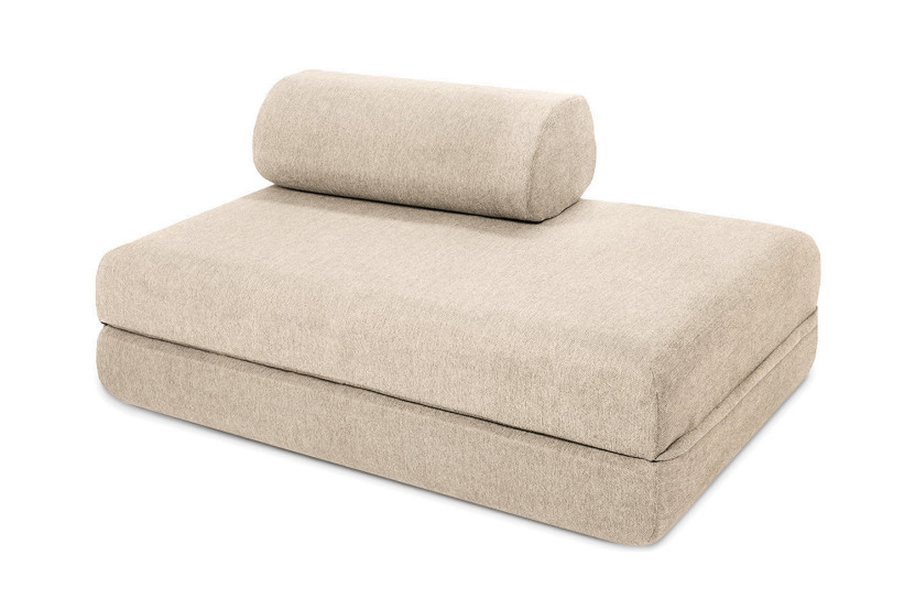 Canapé droit convertible et modulable 2 places - Tissu lisse - Beige