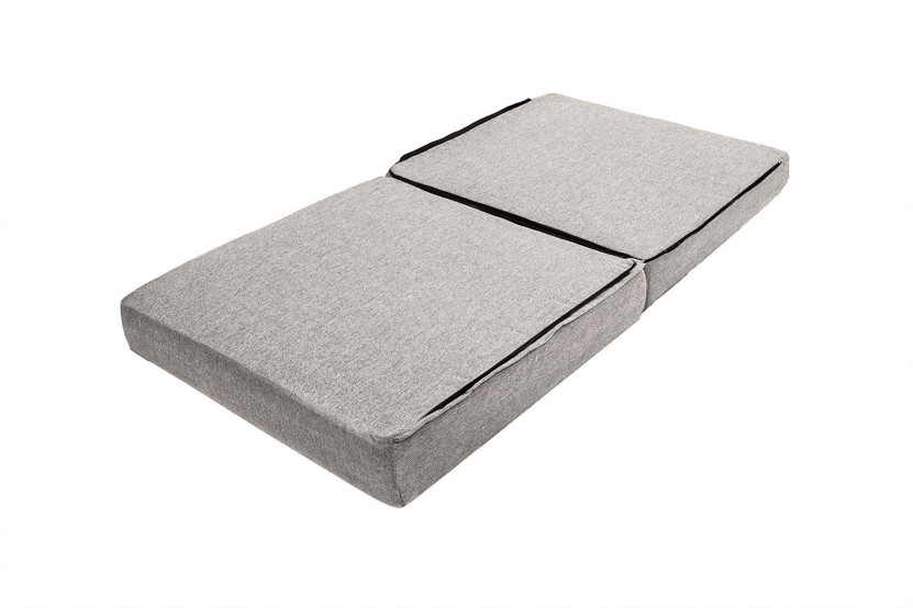 Pouf convertible et modulable - Tissu lisse - Gris clair