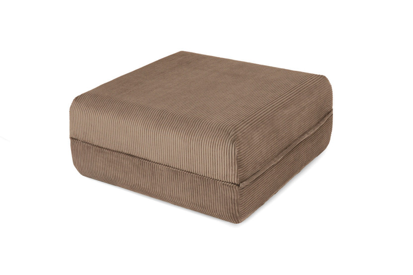 Pouf convertible et modulable - Velours côtelé - Taupe