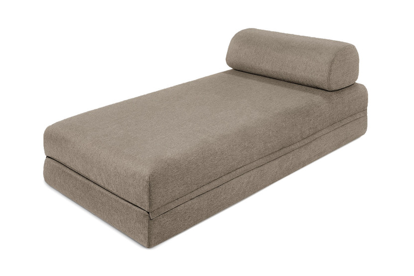 Méridienne convertible et modulable - Tissu lisse - Taupe