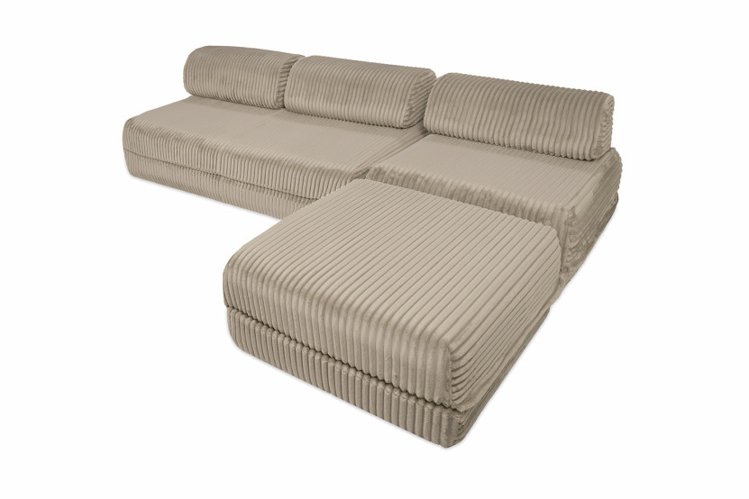 Canapé d'angle convertible 6 places - Velours côtelé XL - Taupe
