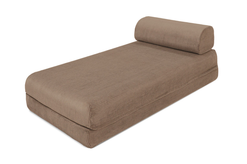 Canapé d'angle convertible 5 places - Velours côtelé - Taupe