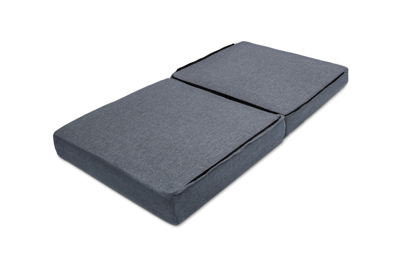 Canapé droit convertible 3 places - Tissu lisse - Bleu