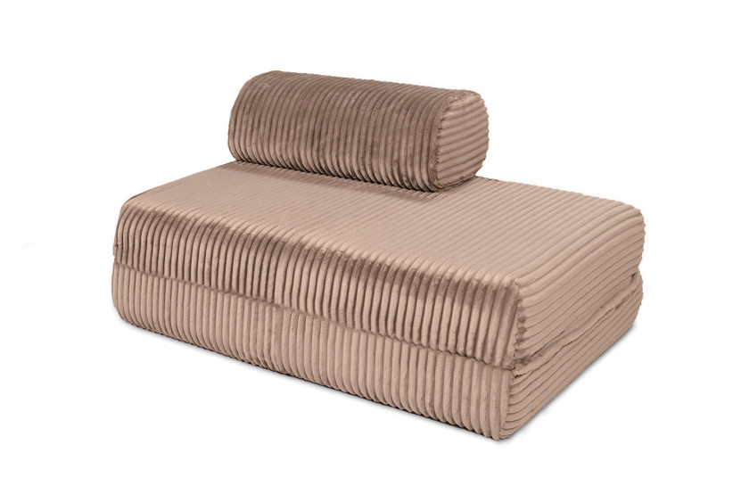 Canapé droit convertible et modulable 2 places - Velours côtelé XL - Marron