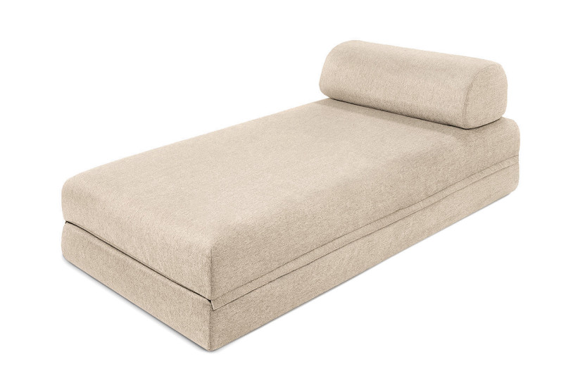 Canapé d'angle convertible 6 places - Tissu lisse - Beige