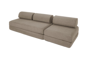 Canapé droit convertible 4 places - Tissu lisse - Taupe