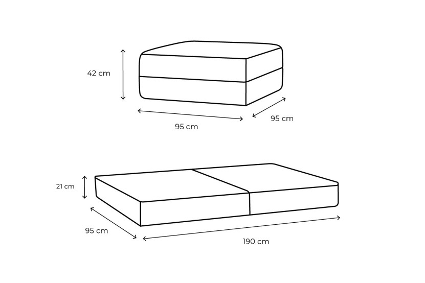 Pouf convertible et modulable - Velours côtelé XL - Taupe