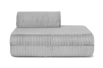 Canapé droit convertible et modulable 2 places - Velours côtelé XL - Gris clair