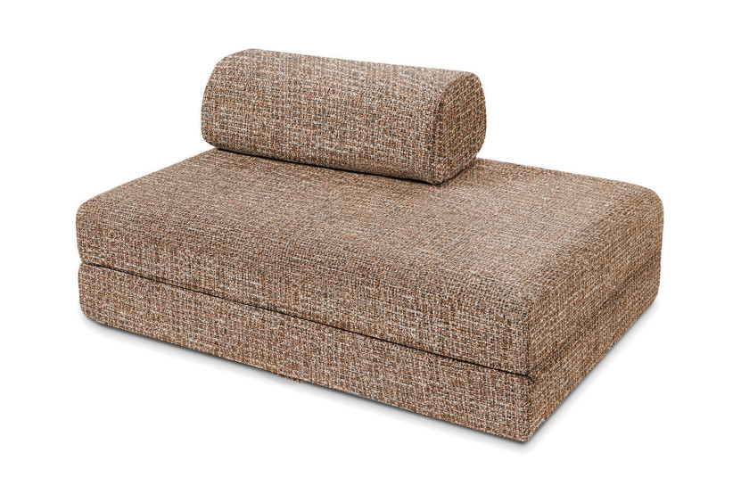 Canapé droit convertible et modulable 2 places - Tissu tweed - Marron