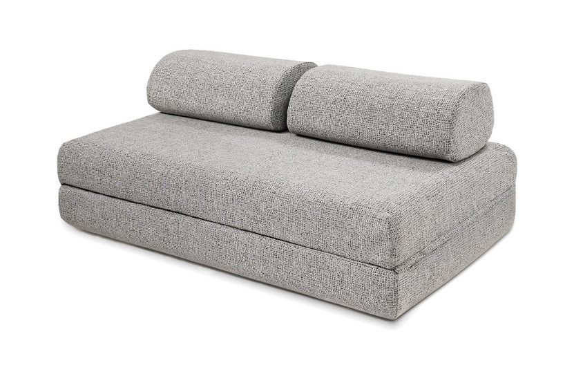 Canapé d'angle convertible 6 places - Tissu tweed - Gris