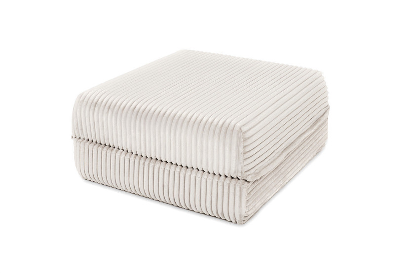 Pouf convertible et modulable - Velours côtelé XL - Blanc